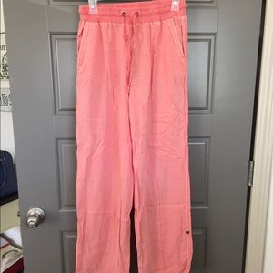 Anthropologie coral linen beach pants